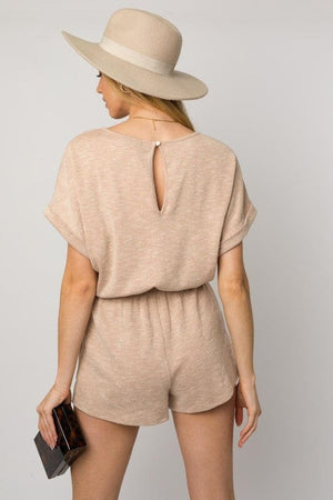 SHORT ROLL-UP SLEEVE ELASTIC WAIST ROMPER Gilli 