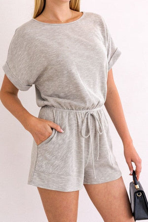 SHORT ROLL-UP SLEEVE ELASTIC WAIST ROMPER Gilli 