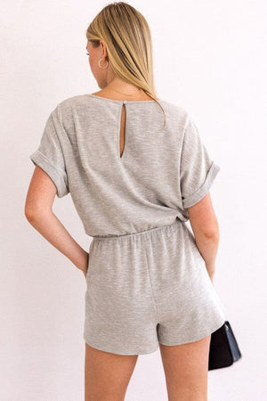 SHORT ROLL-UP SLEEVE ELASTIC WAIST ROMPER Gilli 