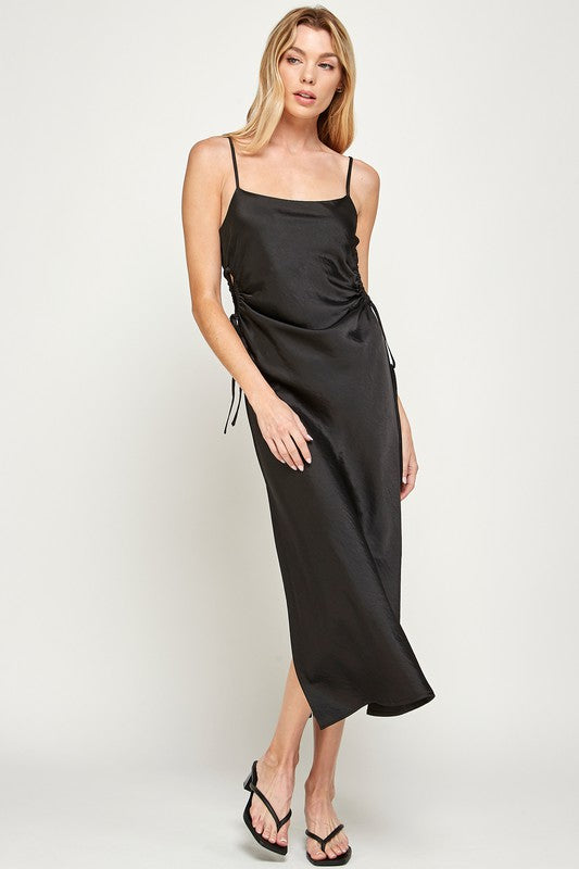 SIDE KEYHOLE SATIN SLIP DRESS Sans Souci Black Large 