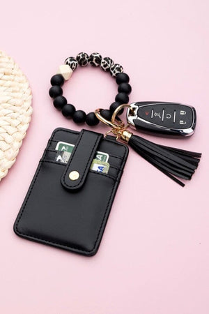 Silicone Key Ring Wallet Bracelet Aili's Corner Leopard OneSize 