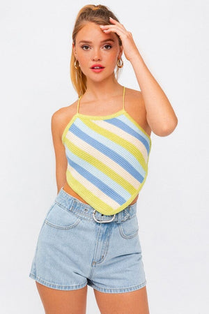 SLEEVELESS KINT CROPPED TOP LE LIS BLUE MULTI S 