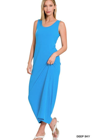 SLEEVESS FLARED SCOOP NECK MAXI DRESS ZENANA 