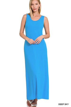 SLEEVESS FLARED SCOOP NECK MAXI DRESS ZENANA 