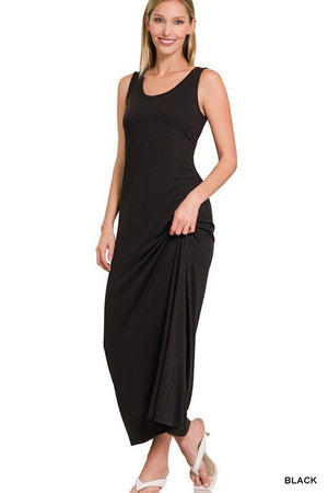 SLEEVESS FLARED SCOOP NECK MAXI DRESS ZENANA 