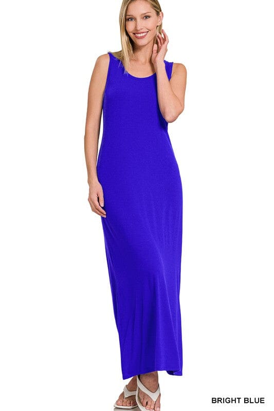 SLEEVESS FLARED SCOOP NECK MAXI DRESS ZENANA LAVENDER S 