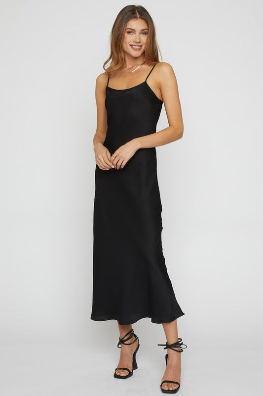 SMOCKED BACK MAXI DRESS Sans Souci Black Large 