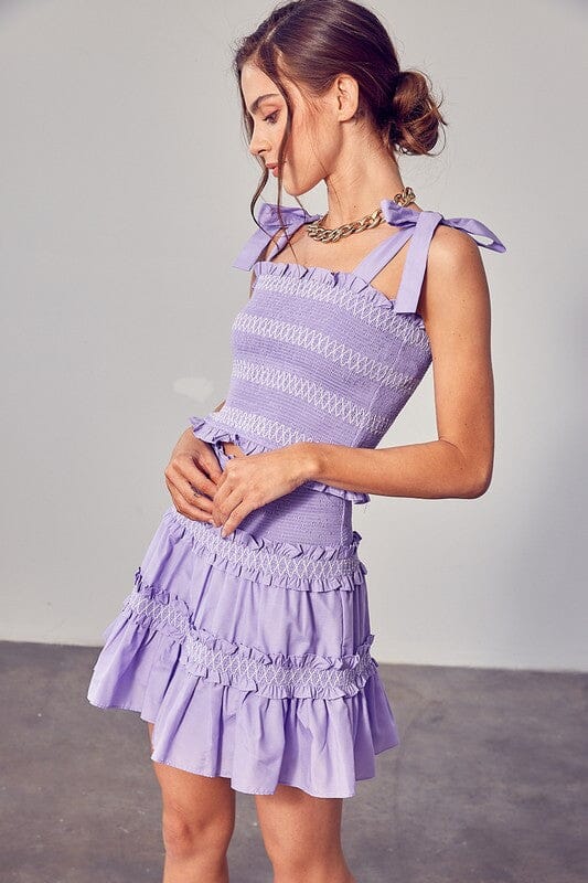 SMOCKED BOW STRAP TOP Do + Be Collection LAVENDER S 