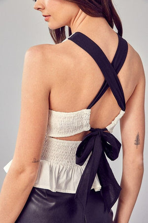 SMOCKED CRISS CROSS BACK TOP Do + Be Collection 