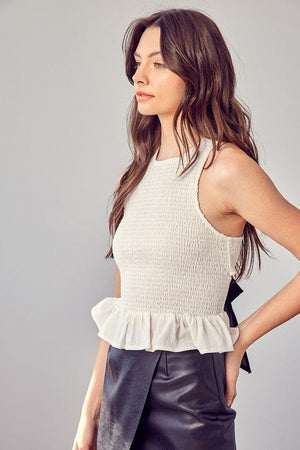 SMOCKED CRISS CROSS BACK TOP Do + Be Collection 