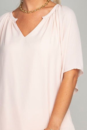 Solid Notched Neck Blouse Nuvi Apparel 