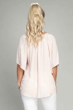 Solid Notched Neck Blouse Nuvi Apparel 