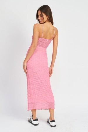 SPAGHETTI STRAP MIDI DRESS WITH CUT OUT Emory Park 