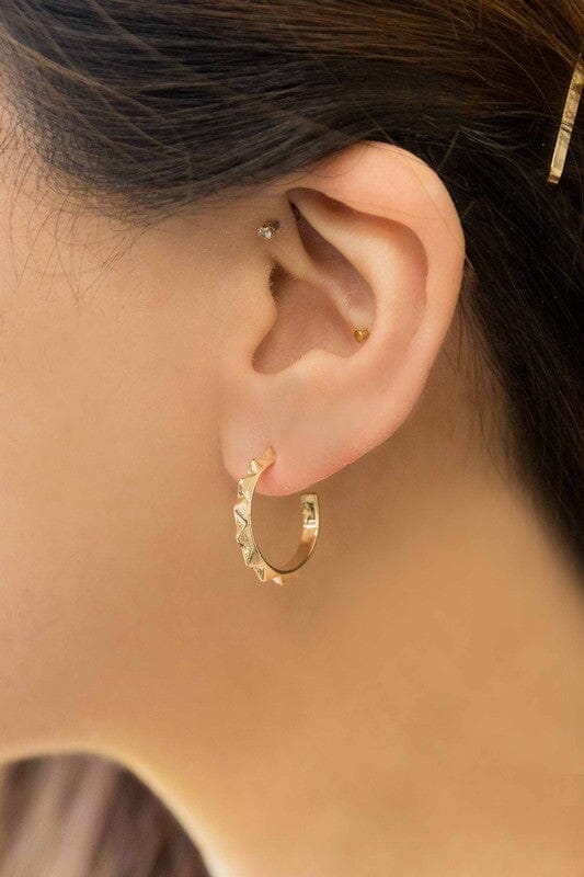 Spiked Hoop Earrings Lovoda Gold OS 