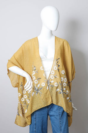 Spring Daisy Woven Kimono Leto Accessories Mustard Default 