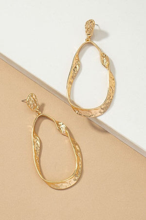 Statement hammered twisted metal hoop earrings LA3accessories Gold one size 