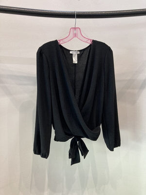 Surplice blouse long sleeve top Miley + Molly Black S 