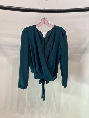 Surplice blouse long sleeve top Miley + Molly Hunter Green S 