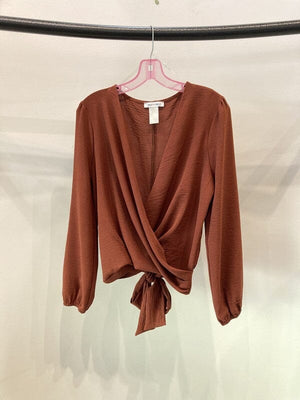Surplice blouse long sleeve top Miley + Molly Rust S 