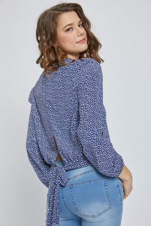Surplice long sleeve blouse top with printed Miley + Molly 