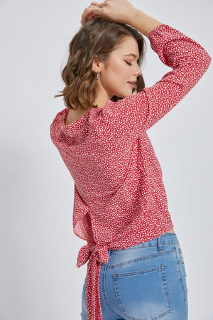 Surplice long sleeve blouse top with printed Miley + Molly 