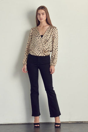 Surplice long sleeve in satin blouse top Miley + Molly 