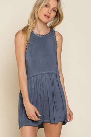 Sweet and Simple Babydoll Knit Tank Top POL MIDNIGHT BLUE L 