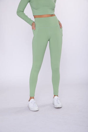 Tapered Band Essential Solid Highwaist Leggings Mono B 