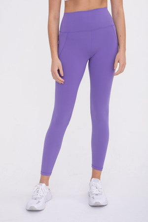 Tapered Band Essential Solid Highwaist Leggings Mono B PALE PURPLE S 