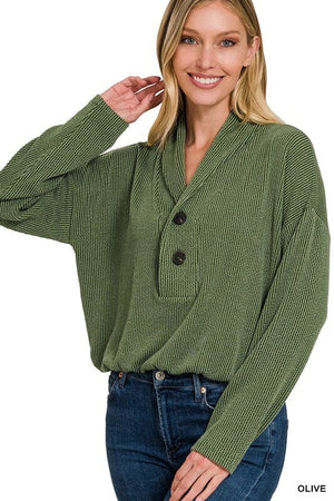 TEXTURED LINE ELASTIC WAIST PULLOVER TOP ZENANA 