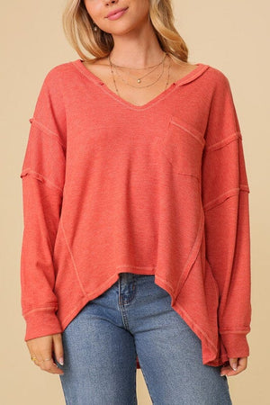 thermal high low vneck oversized top TIMING 