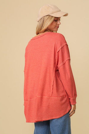 thermal high low vneck oversized top TIMING 