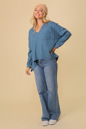 thermal high low vneck oversized top TIMING 