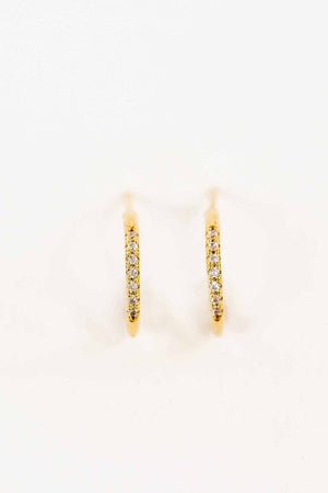 Thin Stone Hoop Earrings Lovoda Gold OS 