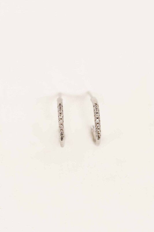 Thin Stone Hoop Earrings Lovoda 