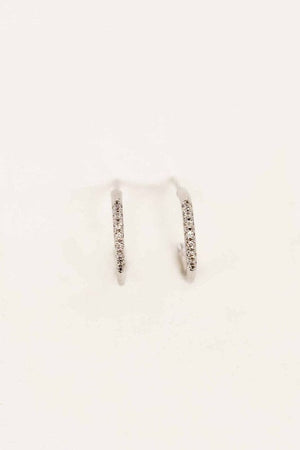 Thin Stone Hoop Earrings Lovoda Silver OS 