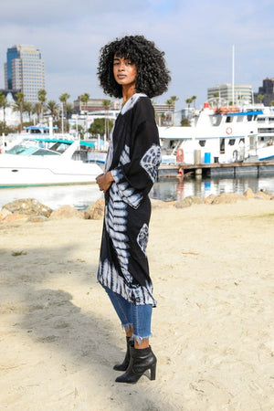 Tie Dye Longline Kimono with Full Sleeves Leto Accessories 