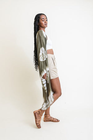 Tie Dye Longline Kimono with Full Sleeves Leto Accessories 