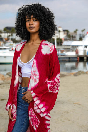 Tie Dye Longline Kimono with Full Sleeves Leto Accessories 