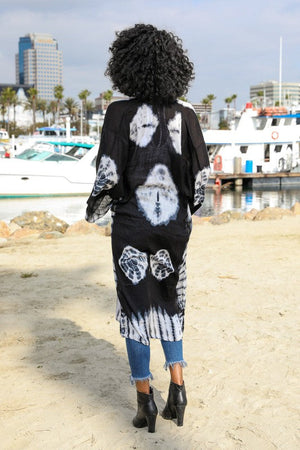 Tie Dye Longline Kimono with Full Sleeves Leto Accessories 