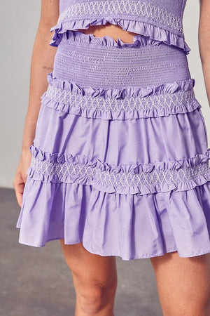 TIERED RUFFLE SKIRT Do + Be Collection LAVENDER S 