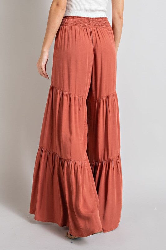 TIERED WIDE LEG PANTS eesome TERRACOTTA S 