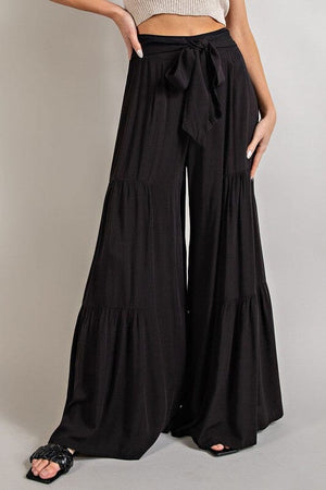 TIERED WIDE LEG PANTS eesome BLACK S 