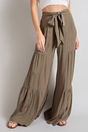TIERED WIDE LEG PANTS eesome OLIVE S 