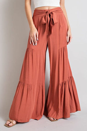 TIERED WIDE LEG PANTS eesome TERRACOTTA S 