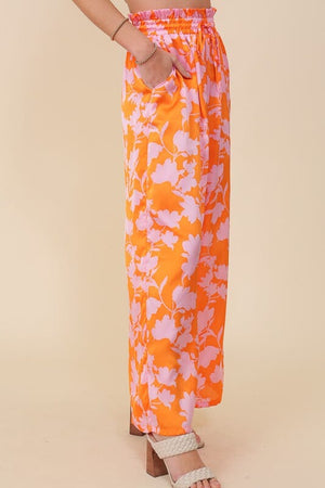 TROPICAL PRINT WIDE PANTS WITH SELF TIE DRAWSTRING Lumiere 