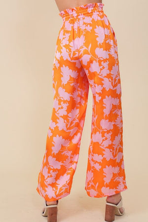 TROPICAL PRINT WIDE PANTS WITH SELF TIE DRAWSTRING Lumiere 