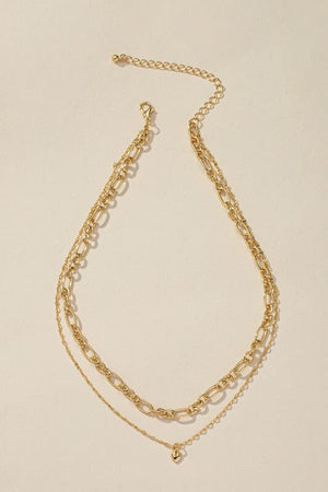 Two row mixed chain with dainty heart pendant LA3accessories 