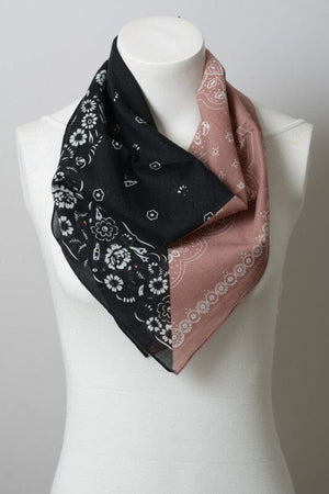 Two Tone Western Floral Bandana Leto Accessories Black/Mocha Default 