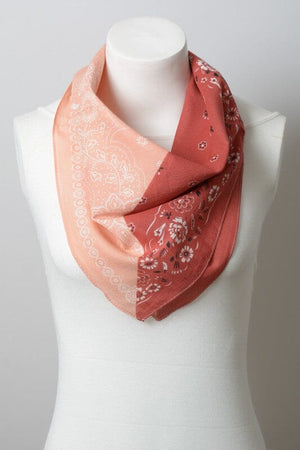 Two Tone Western Floral Bandana Leto Accessories Rust/Salmon Default 